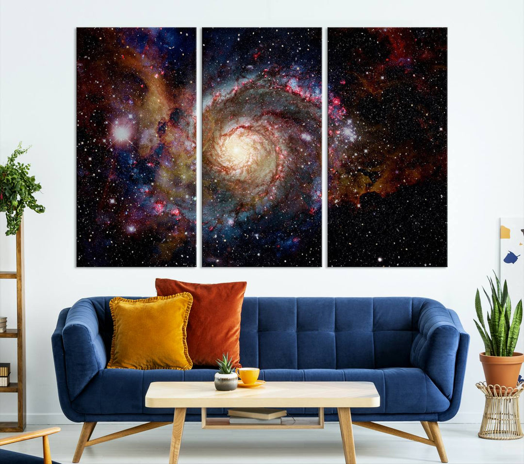 Nebula and Galaxies in Space Wall Art Canvas Print, Spiral Galaxy Wall Art Canvas Print