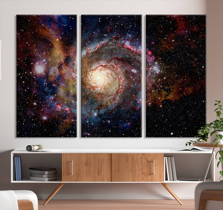 Nebula and Galaxies in Space Wall Art Canvas Print, Spiral Galaxy Wall Art Canvas Print