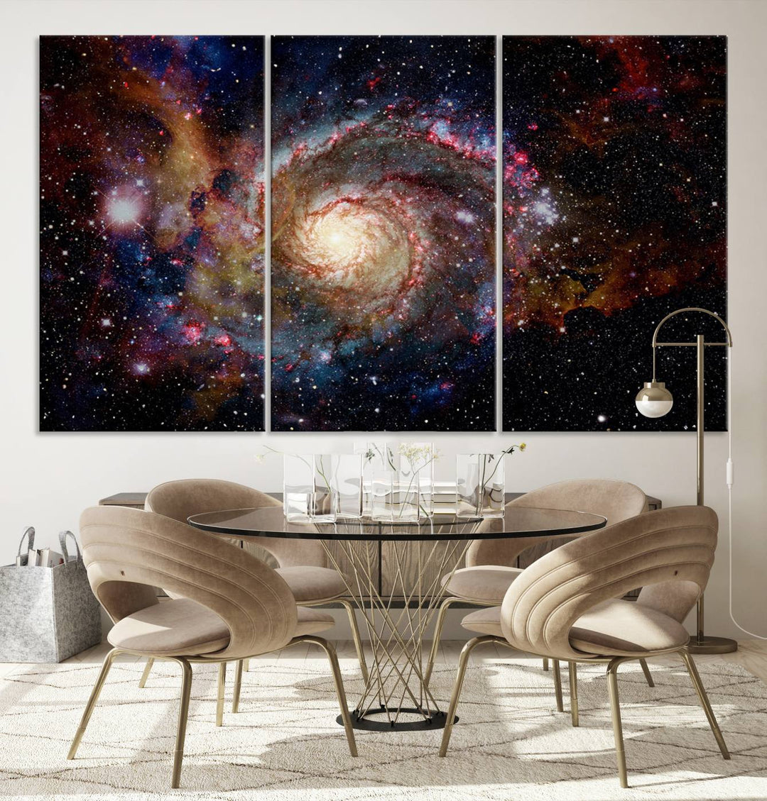 Nebula and Galaxies in Space Wall Art Canvas Print, Spiral Galaxy Wall Art Canvas Print