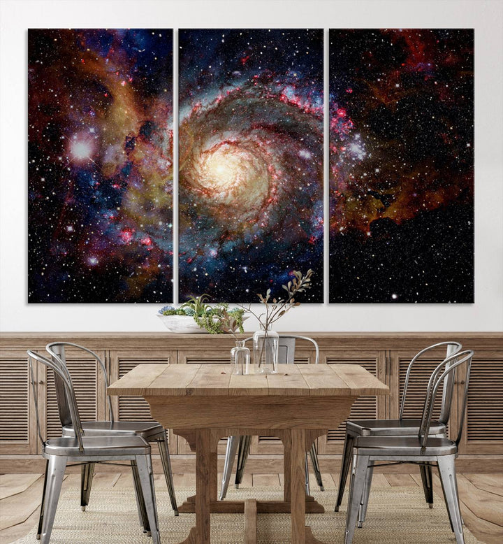 Nebula and Galaxies in Space Wall Art Canvas Print, Spiral Galaxy Wall Art Canvas Print