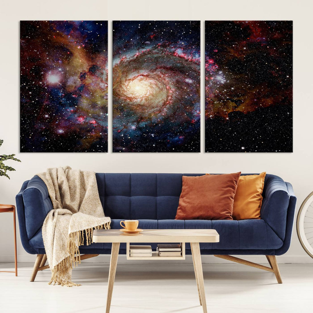 Nebula and Galaxies in Space Wall Art Canvas Print, Spiral Galaxy Wall Art Canvas Print