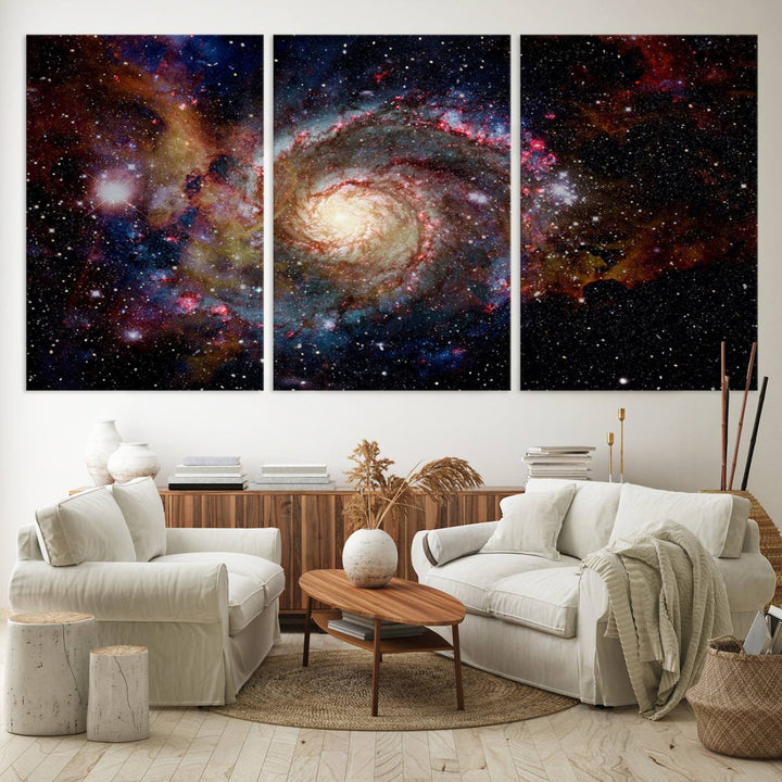 Nebula and Galaxies in Space Wall Art Canvas Print, Spiral Galaxy Wall Art Canvas Print