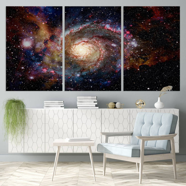 Nebula and Galaxies in Space Wall Art Canvas Print, Spiral Galaxy Wall Art Canvas Print