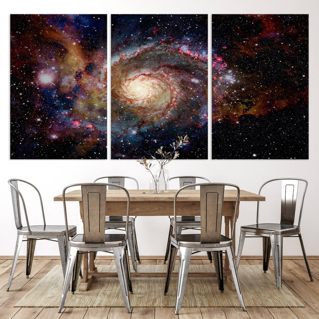 Nebula and Galaxies in Space Wall Art Canvas Print, Spiral Galaxy Wall Art Canvas Print