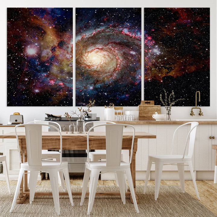 Nebula and Galaxies in Space Wall Art Canvas Print, Spiral Galaxy Wall Art Canvas Print