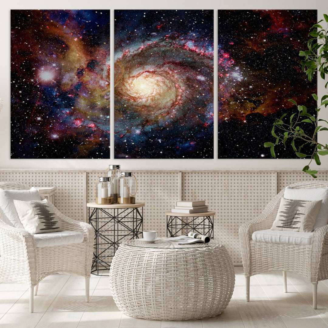 Nebula and Galaxies in Space Wall Art Canvas Print, Spiral Galaxy Wall Art Canvas Print