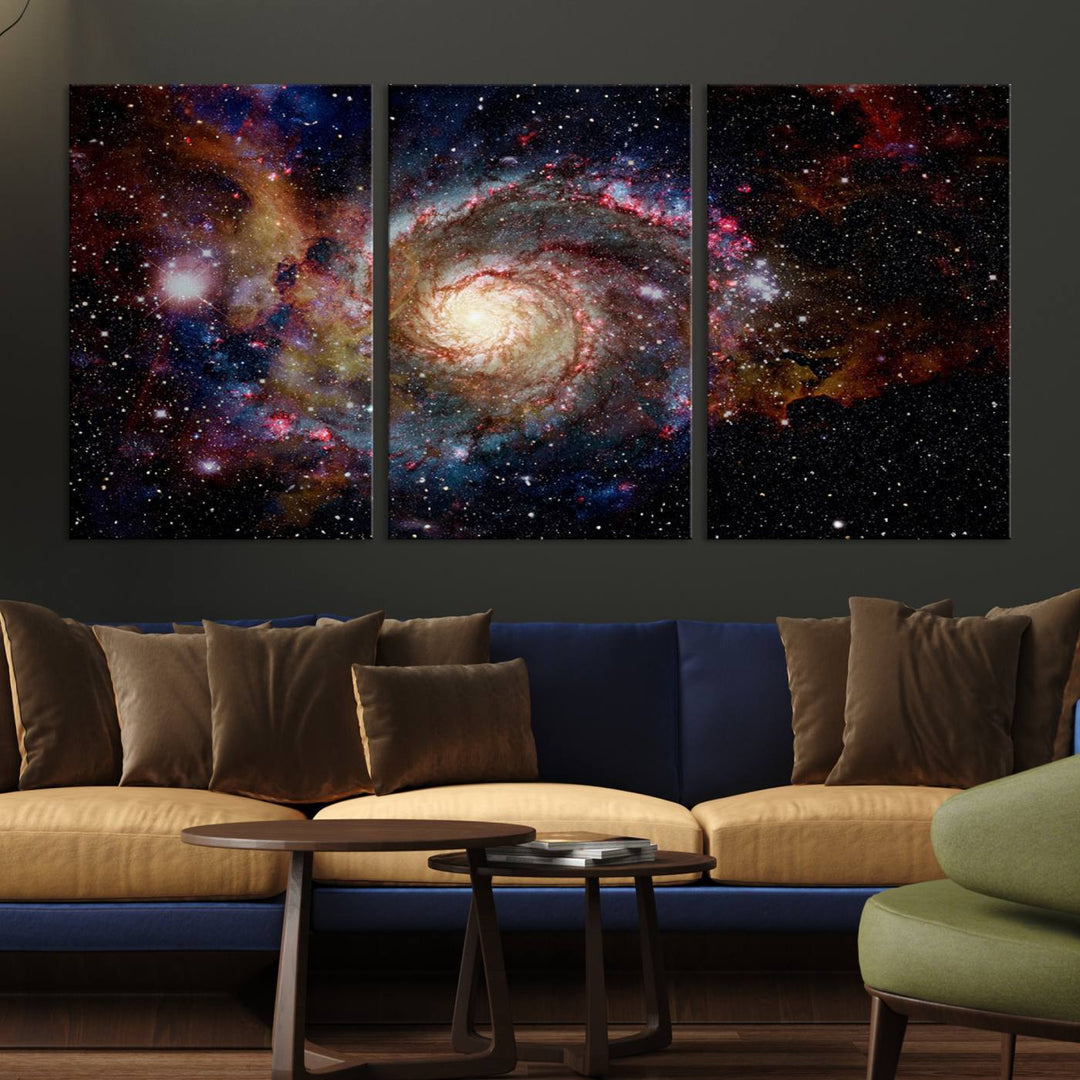 Nebula and Galaxies in Space Wall Art Canvas Print, Spiral Galaxy Wall Art Canvas Print