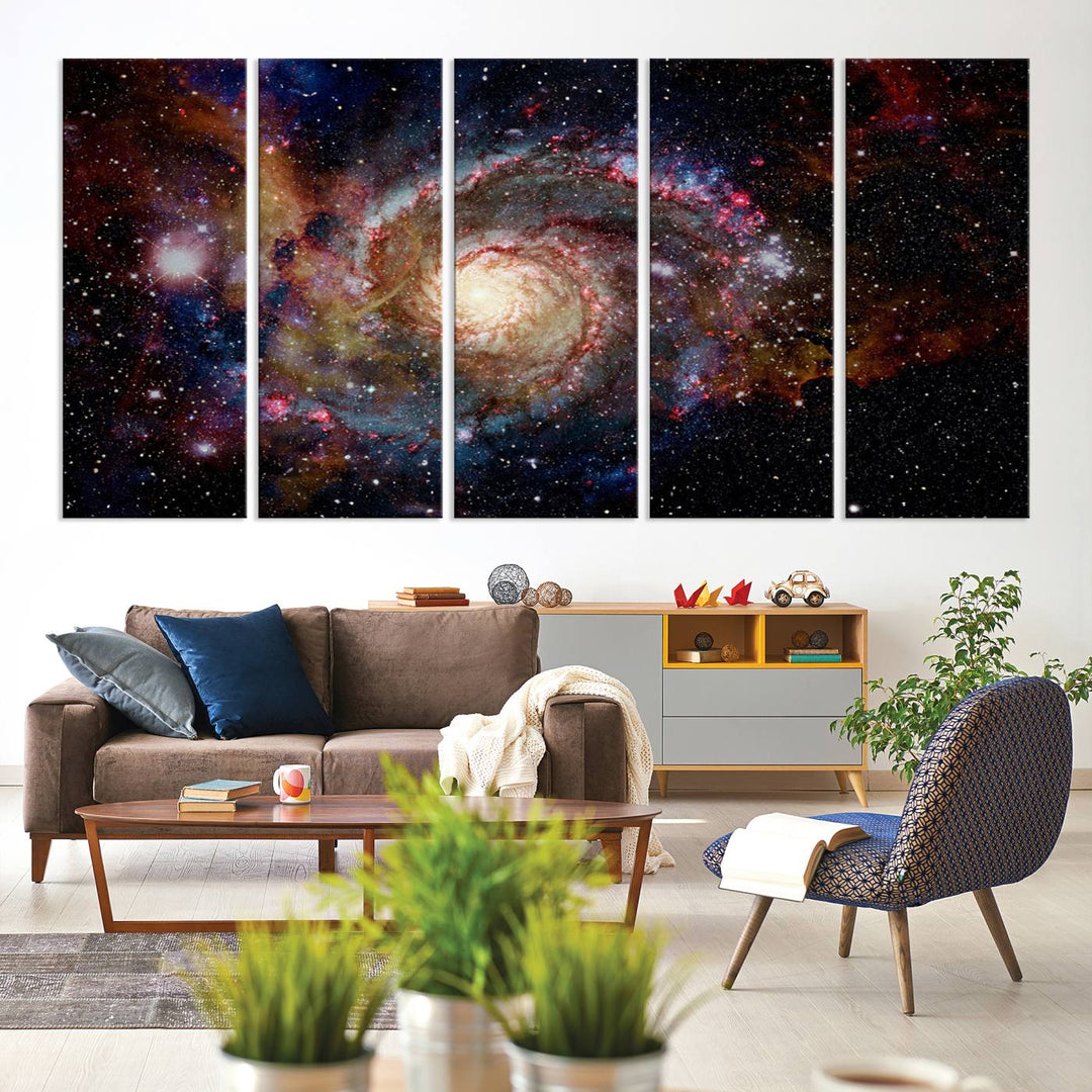 Nebula and Galaxies in Space Wall Art Canvas Print, Spiral Galaxy Wall Art Canvas Print