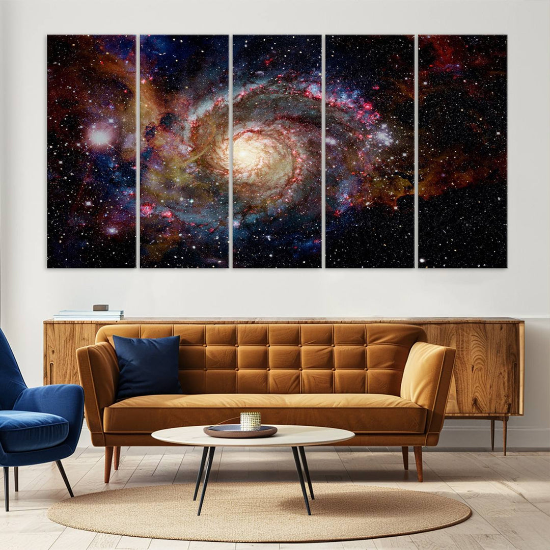 Nebula and Galaxies in Space Wall Art Canvas Print, Spiral Galaxy Wall Art Canvas Print