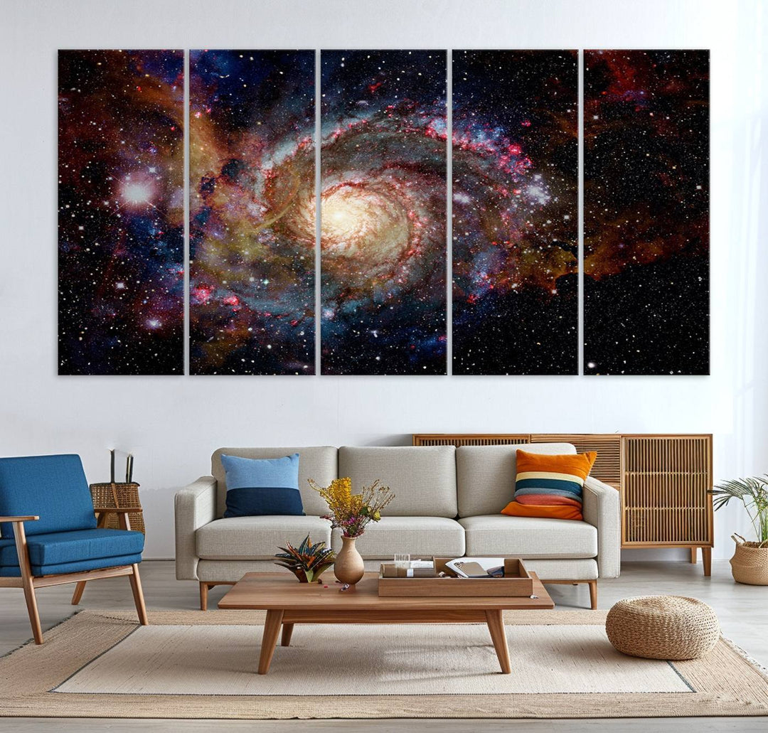 Nebula and Galaxies in Space Wall Art Canvas Print, Spiral Galaxy Wall Art Canvas Print