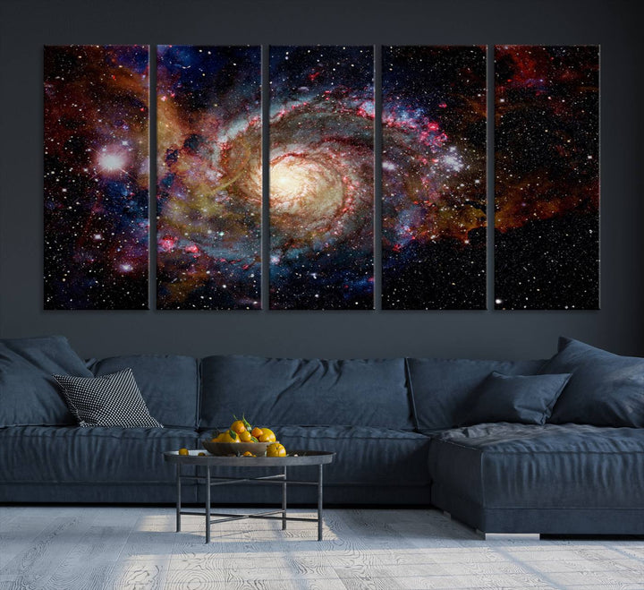 Nebula and Galaxies in Space Wall Art Canvas Print, Spiral Galaxy Wall Art Canvas Print