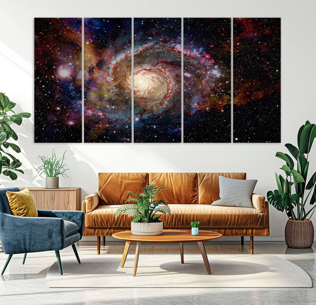 Nebula and Galaxies in Space Wall Art Canvas Print, Spiral Galaxy Wall Art Canvas Print