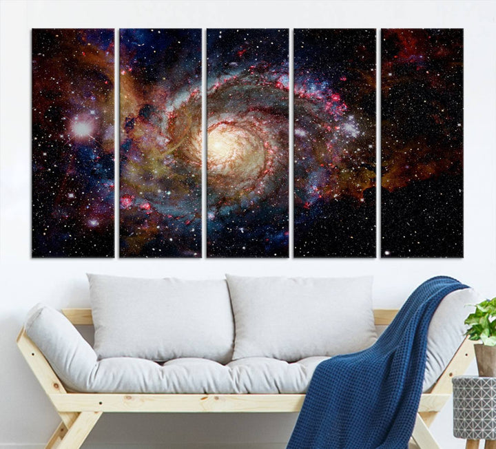 Nebula and Galaxies in Space Wall Art Canvas Print, Spiral Galaxy Wall Art Canvas Print