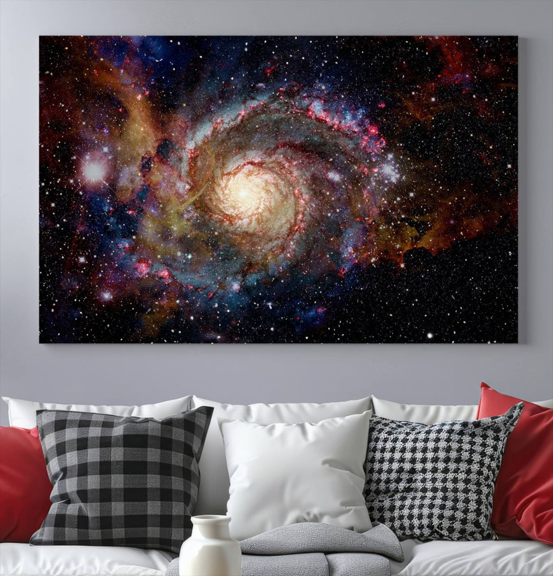 Nebula and Galaxies in Space Wall Art Canvas Print, Spiral Galaxy Wall Art Canvas Print