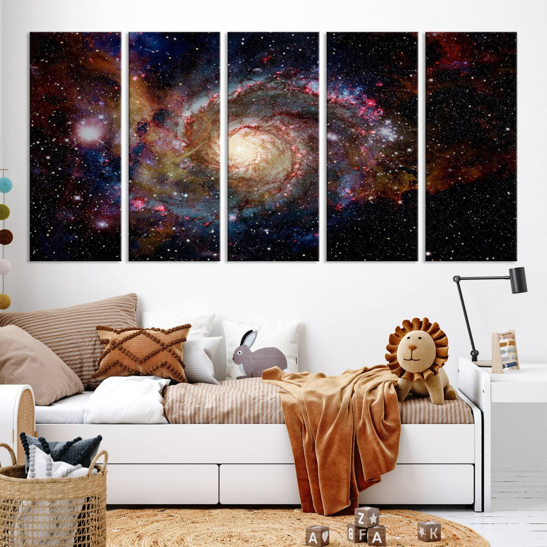 Nebula and Galaxies in Space Wall Art Canvas Print, Spiral Galaxy Wall Art Canvas Print