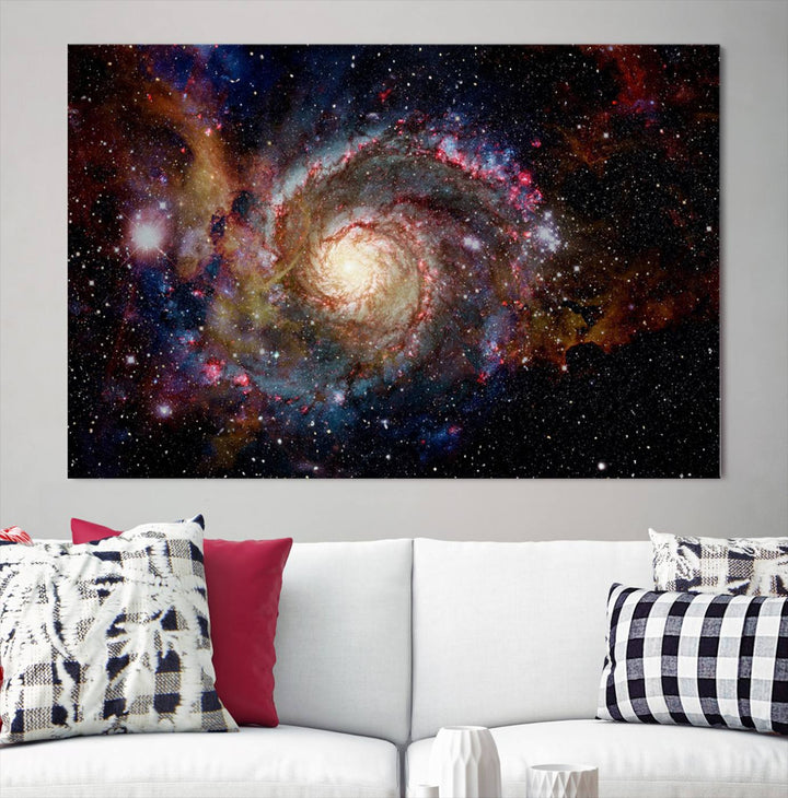 Nebula and Galaxies in Space Wall Art Canvas Print, Spiral Galaxy Wall Art Canvas Print