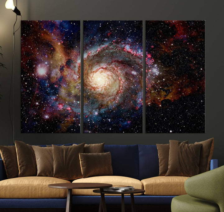 Nebula and Galaxies in Space Wall Art Canvas Print, Spiral Galaxy Wall Art Canvas Print