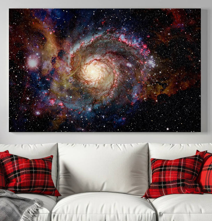 Nebula and Galaxies in Space Wall Art Canvas Print, Spiral Galaxy Wall Art Canvas Print