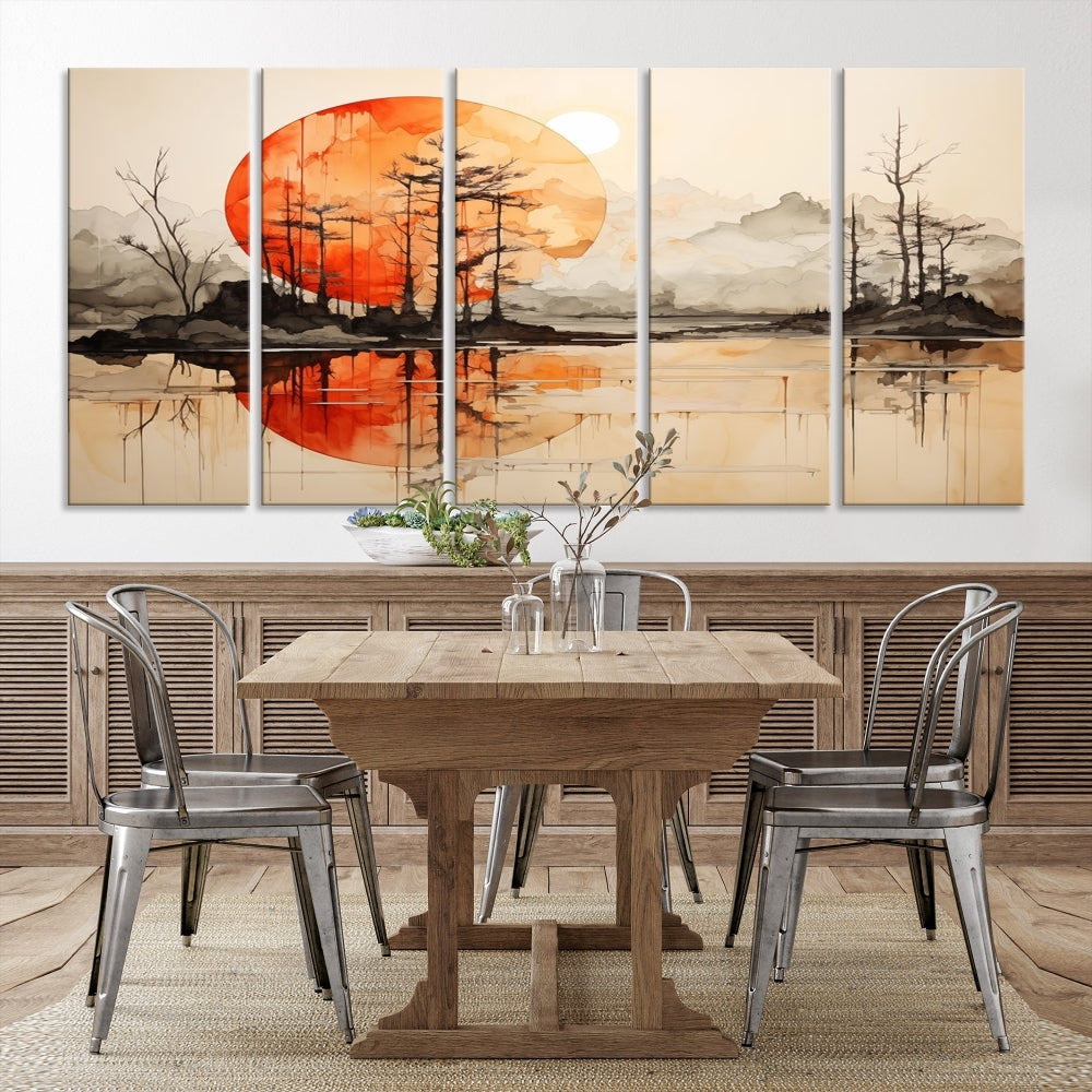 Neutral Landscape Painting on Canvas Nature Art Printed Wall Art Modern Home Decor