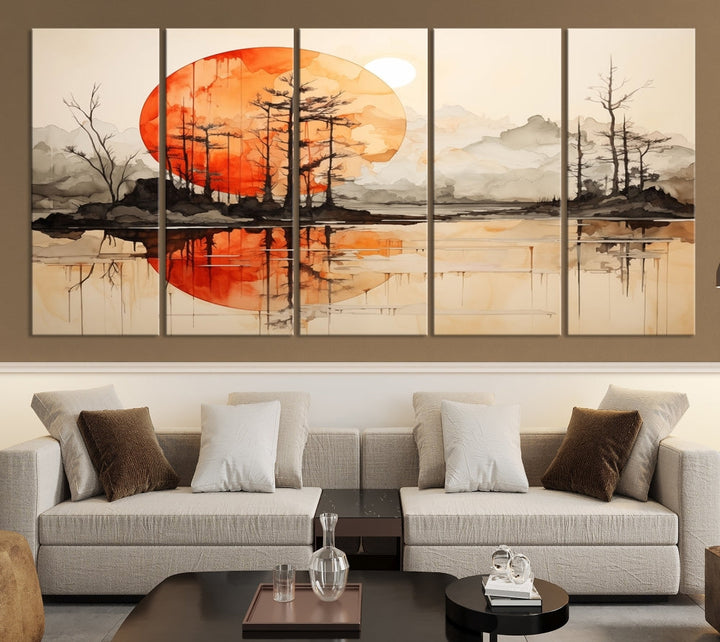 Neutral Landscape Painting on Canvas Nature Art Printed Wall Art Modern Home Decor