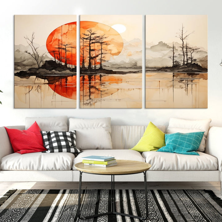 Neutral Landscape Painting on Canvas Nature Art Printed Wall Art Modern Home Decor