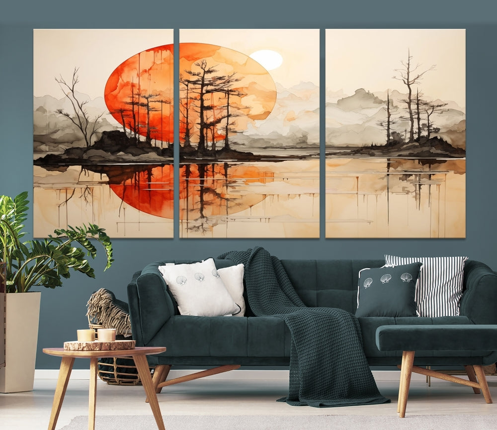 Neutral Landscape Painting on Canvas Nature Art Printed Wall Art Modern Home Decor