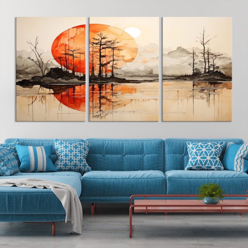 Neutral Landscape Painting on Canvas Nature Art Printed Wall Art Modern Home Decor