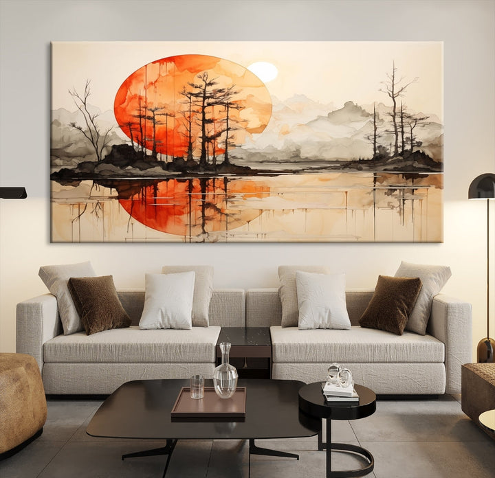 Neutral Landscape Painting on Canvas Nature Art Printed Wall Art Modern Home Decor