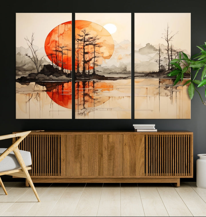 Neutral Landscape Painting on Canvas Nature Art Printed Wall Art Modern Home Decor