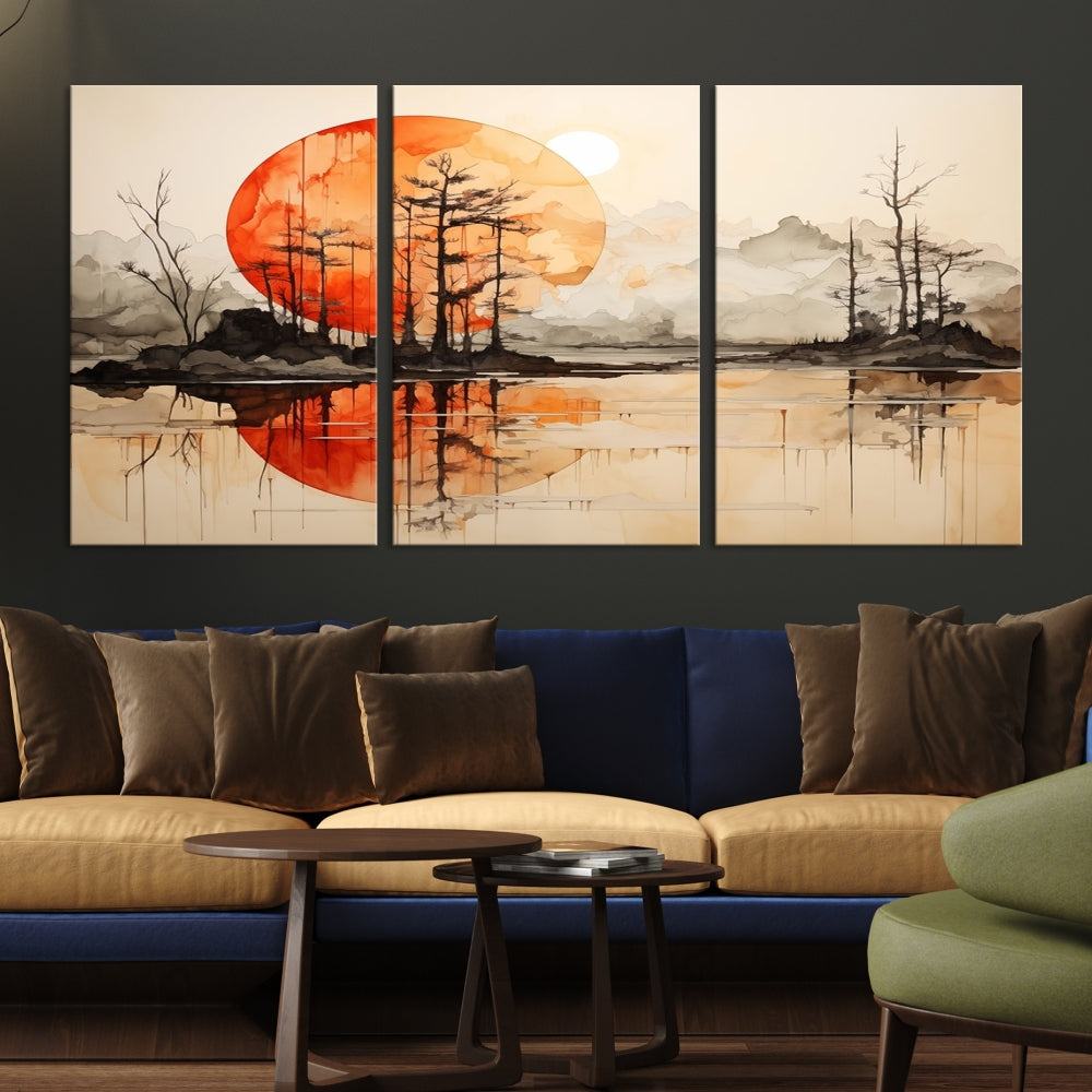 Neutral Landscape Painting on Canvas Nature Art Printed Wall Art Modern Home Decor