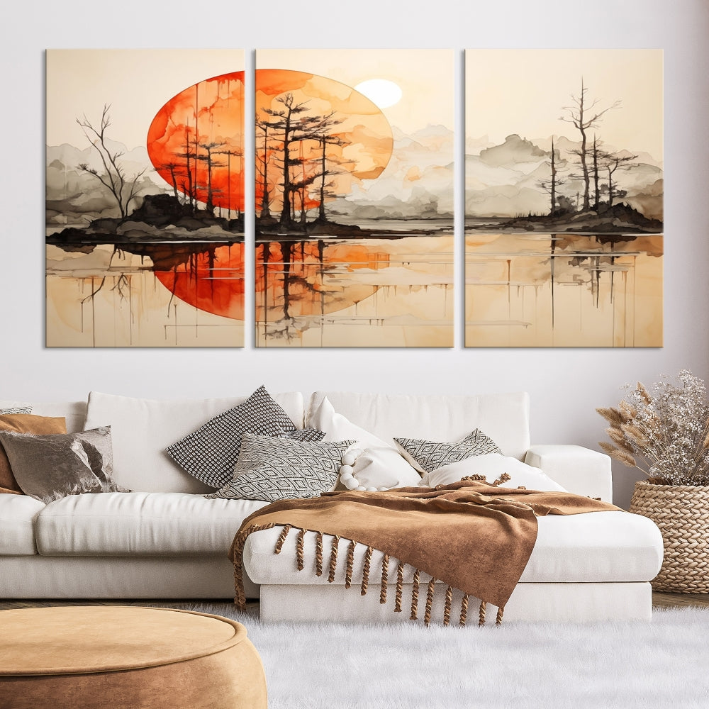 Neutral Landscape Painting on Canvas Nature Art Printed Wall Art Modern Home Decor