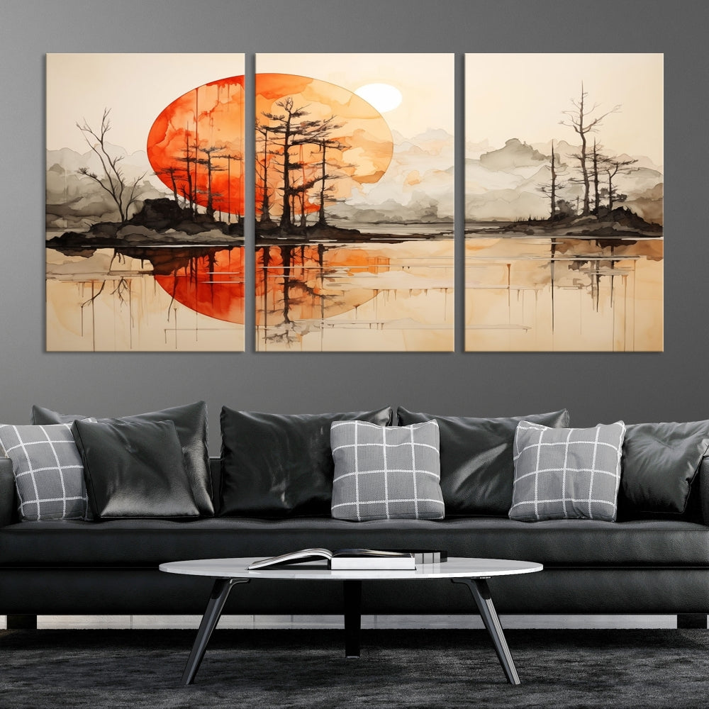 Neutral Landscape Painting on Canvas Nature Art Printed Wall Art Modern Home Decor