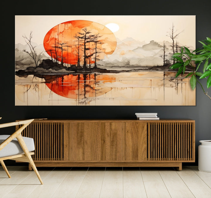 Neutral Landscape Painting on Canvas Nature Art Printed Wall Art Modern Home Decor