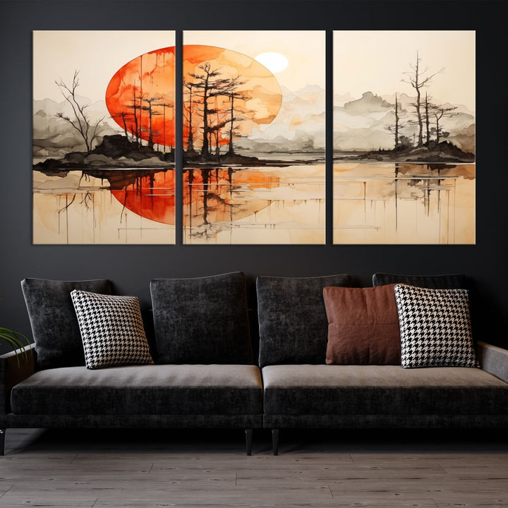 Neutral Landscape Painting on Canvas Nature Art Printed Wall Art Modern Home Decor