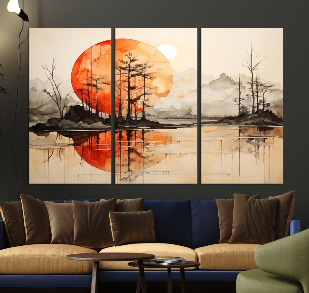 Neutral Landscape Painting on Canvas Nature Art Printed Wall Art Modern Home Decor