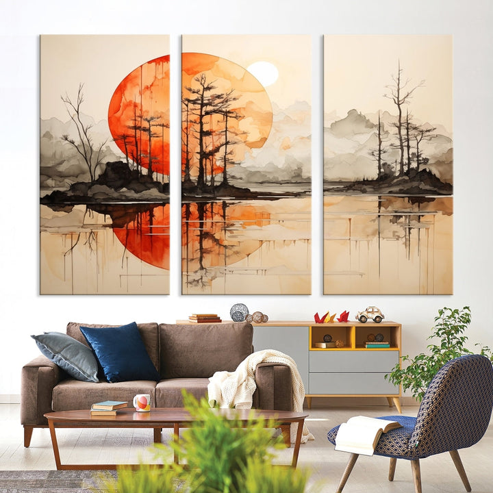 Neutral Landscape Painting on Canvas Nature Art Printed Wall Art Modern Home Decor