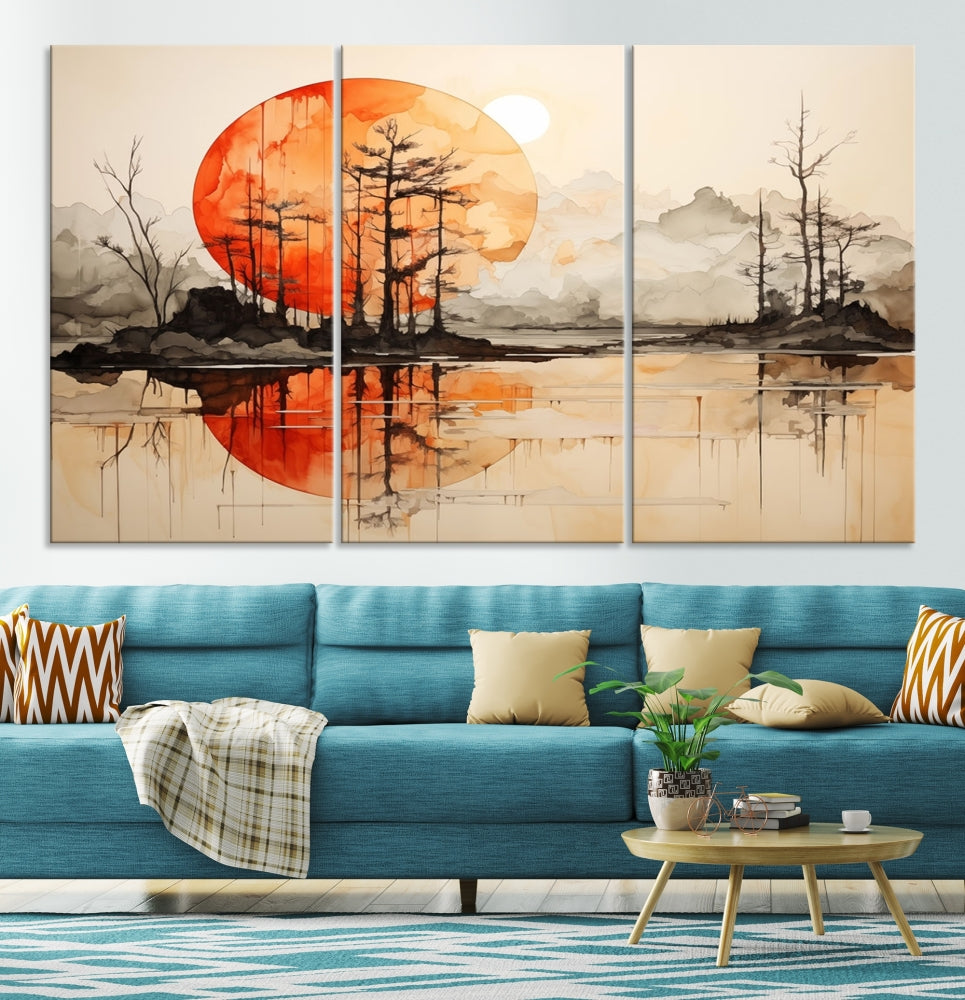 Neutral Landscape Painting on Canvas Nature Art Printed Wall Art Modern Home Decor