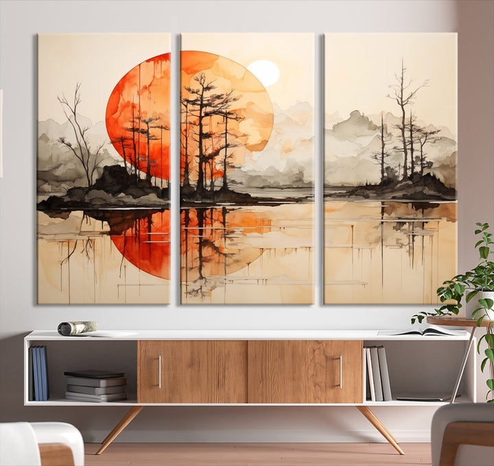 Neutral Landscape Painting on Canvas Nature Art Printed Wall Art Modern Home Decor