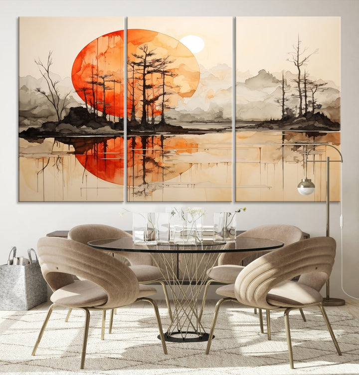 Neutral Landscape Painting on Canvas Nature Art Printed Wall Art Modern Home Decor