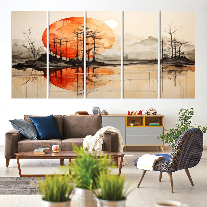 Neutral Landscape Painting on Canvas Nature Art Printed Wall Art Modern Home Decor