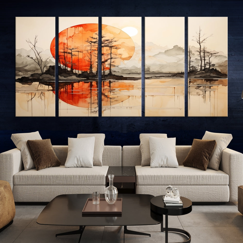 Neutral Landscape Painting on Canvas Nature Art Printed Wall Art Modern Home Decor