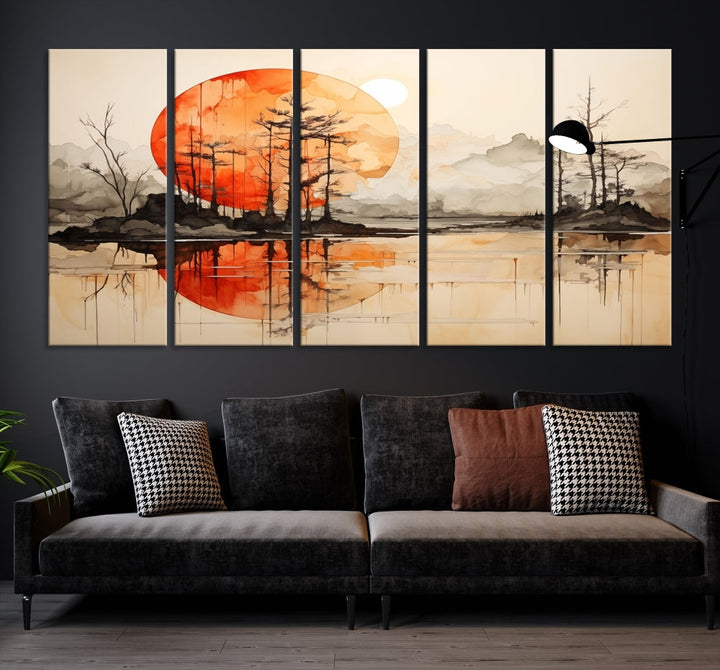 Neutral Landscape Painting on Canvas Nature Art Printed Wall Art Modern Home Decor