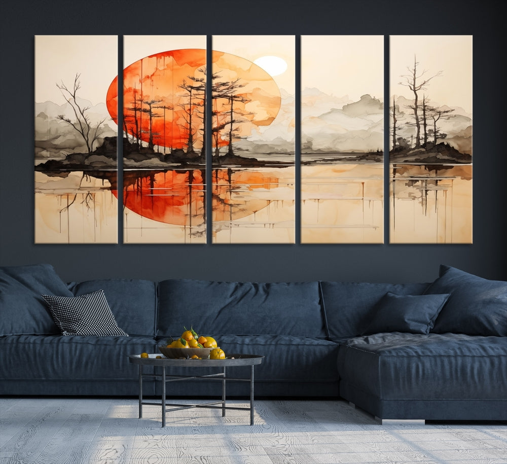 Neutral Landscape Painting on Canvas Nature Art Printed Wall Art Modern Home Decor