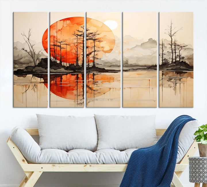 Neutral Landscape Painting on Canvas Nature Art Printed Wall Art Modern Home Decor