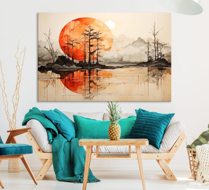 Neutral Landscape Painting on Canvas Nature Art Printed Wall Art Modern Home Decor