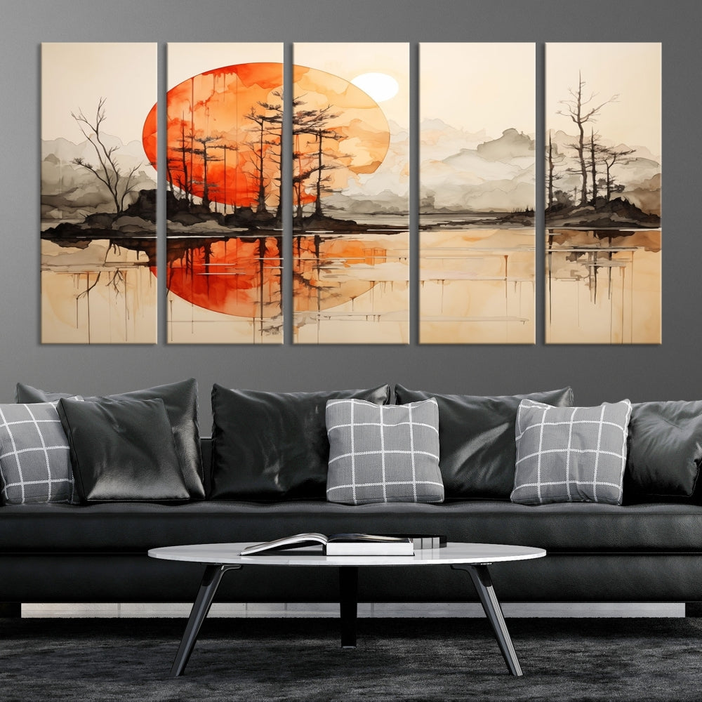 Neutral Landscape Painting on Canvas Nature Art Printed Wall Art Modern Home Decor