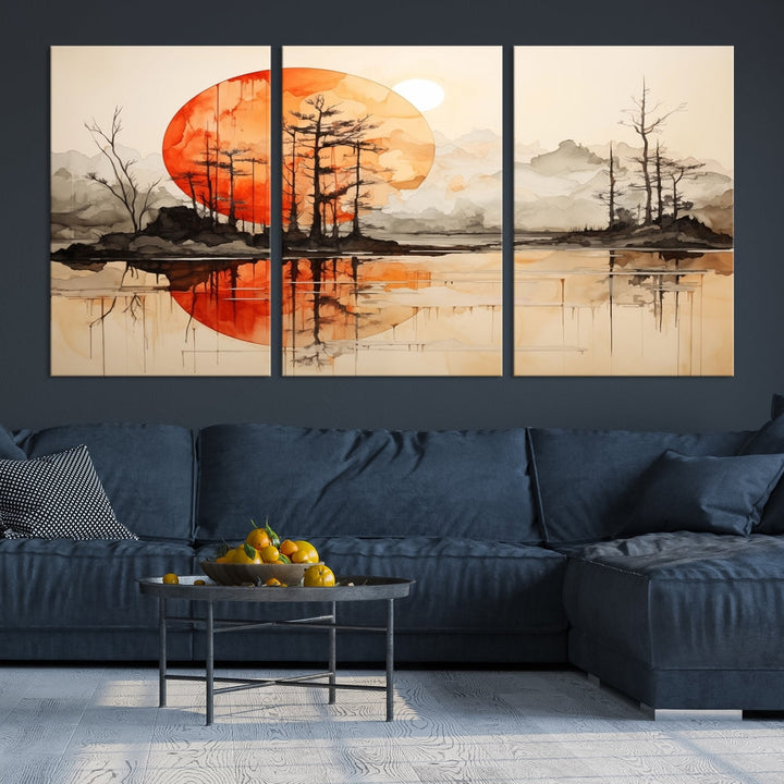 Neutral Landscape Painting on Canvas Nature Art Printed Wall Art Modern Home Decor