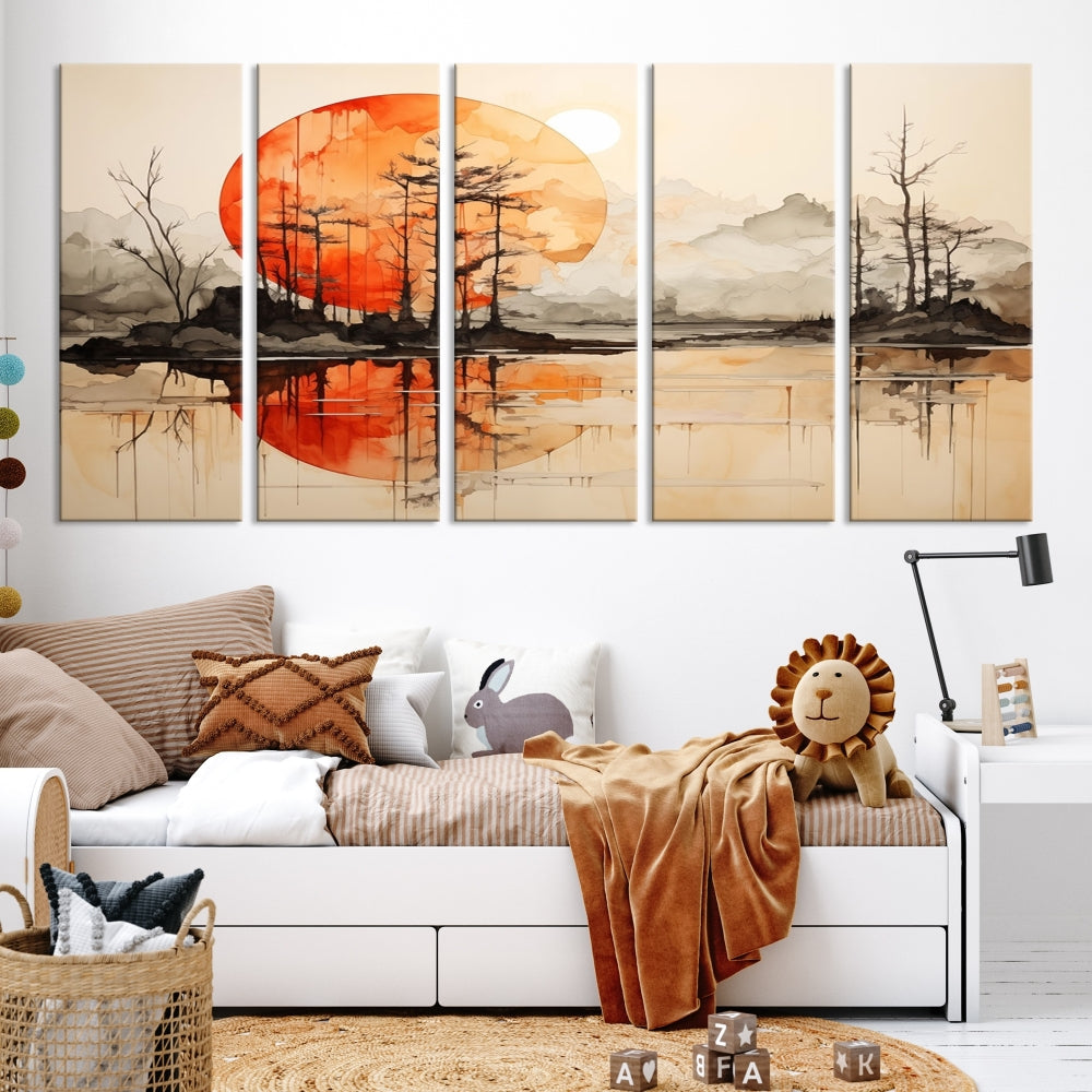 Neutral Landscape Painting on Canvas Nature Art Printed Wall Art Modern Home Decor