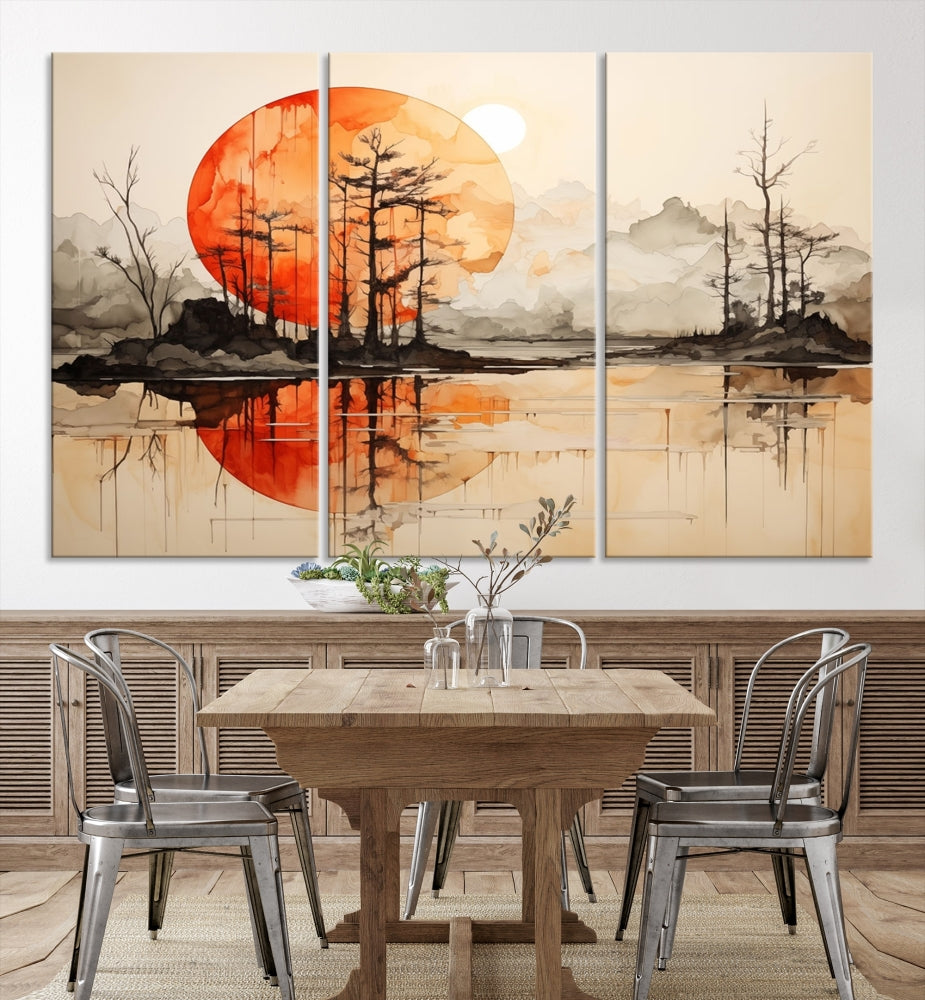 Neutral Landscape Painting on Canvas Nature Art Printed Wall Art Modern Home Decor