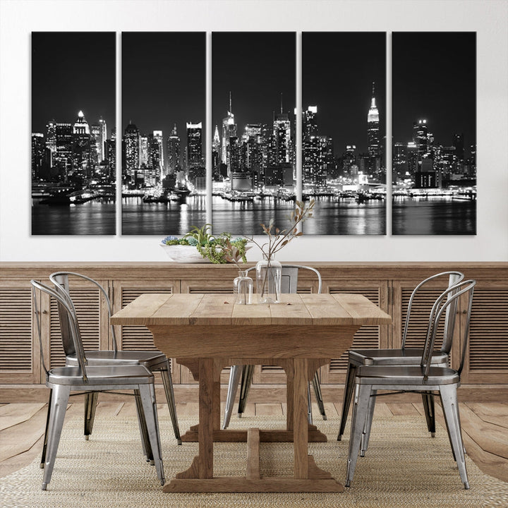 NEW YORK Night Skyline Large Wall Art Cityscape Canvas Print